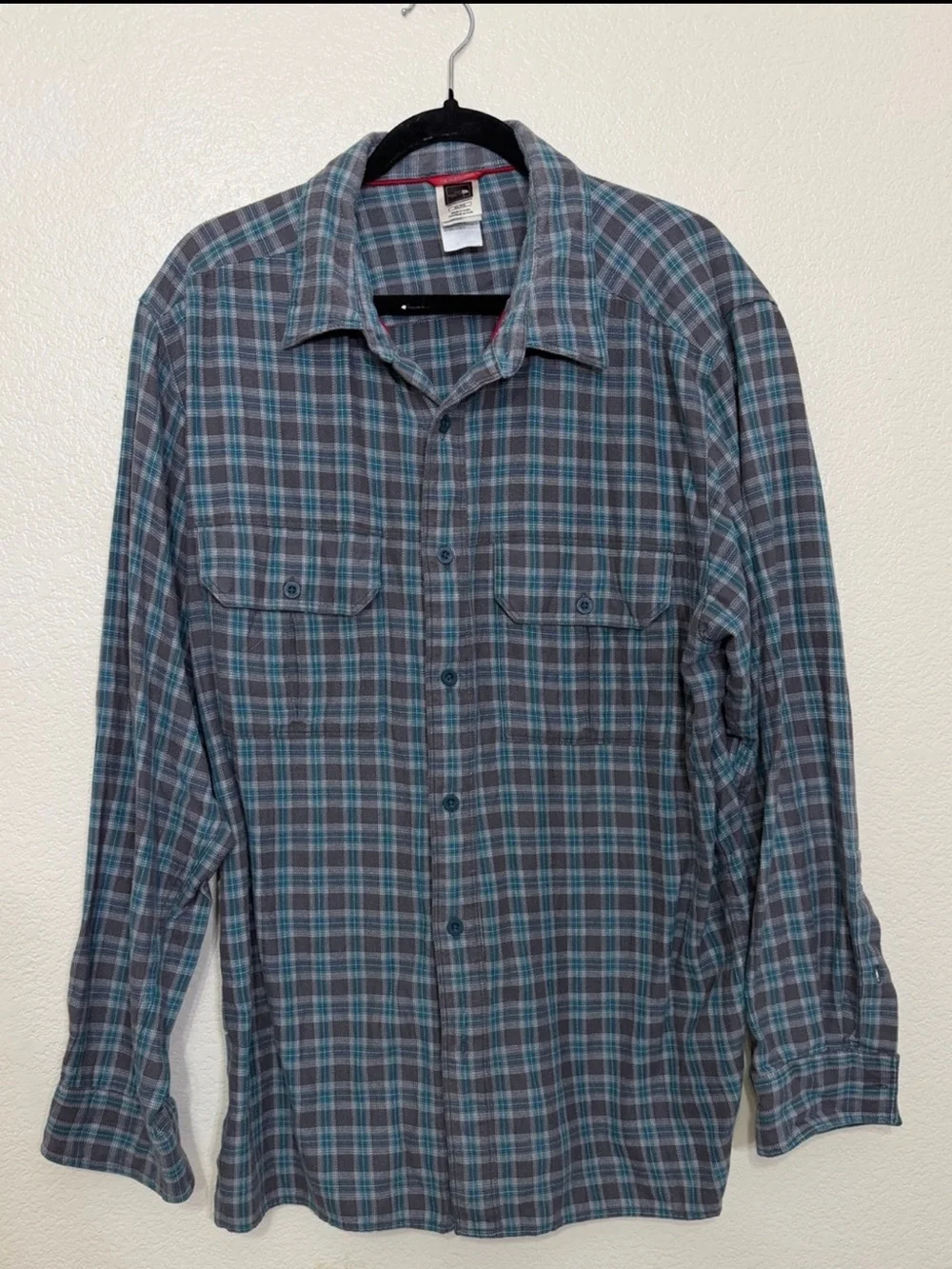 The North Face Men’s Cotton Button Down Flannel Shirt Size XL Gray